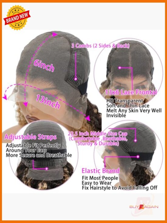 13x6 Deep Wave Lace Front Wig Human Hair 210% Density Pre Plucked 28inch HD main image 6